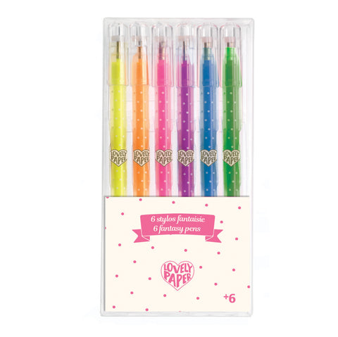 Djeco - Lovely Paper - Set of 6 Gel Pens - Neon