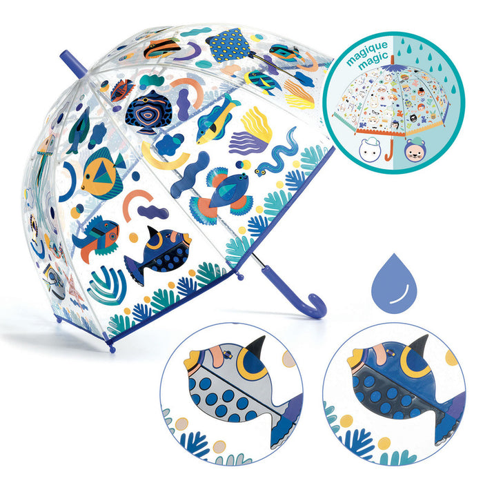 Djeco - Kids Umbrella - Fish Themed Colour Change