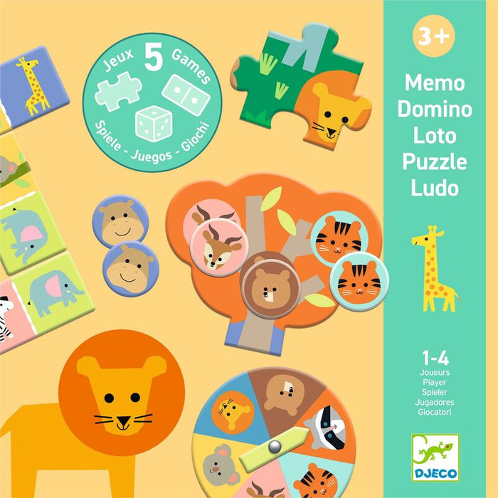 Djeco - Memo - Wild Animals 5 Game Set