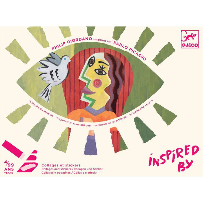 Djeco - Inspired By - Collage & Stickers Kit - Square Heads - Pablo Picasso
