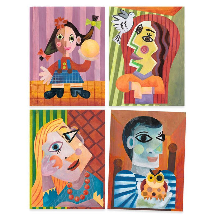 Djeco - Inspired By - Collage & Stickers Kit - Square Heads - Pablo Picasso