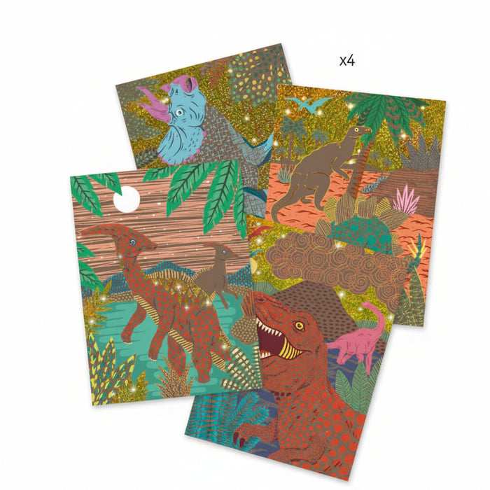 Djeco - Scratch Art Cards - When Dinosaurs Reigned - Metalllic