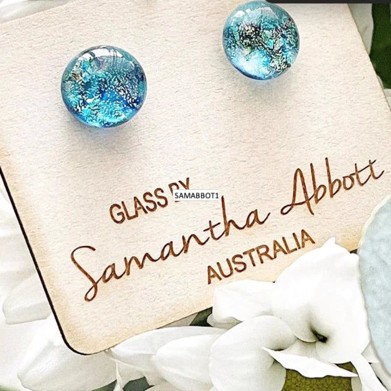 Samantha Abbot - Glass Stud Earrings - Deep Reef