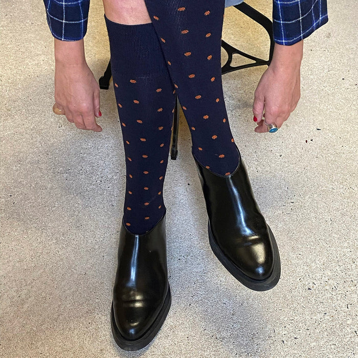 Tightology - Long Merino Wool Socks - Dotty Midnight