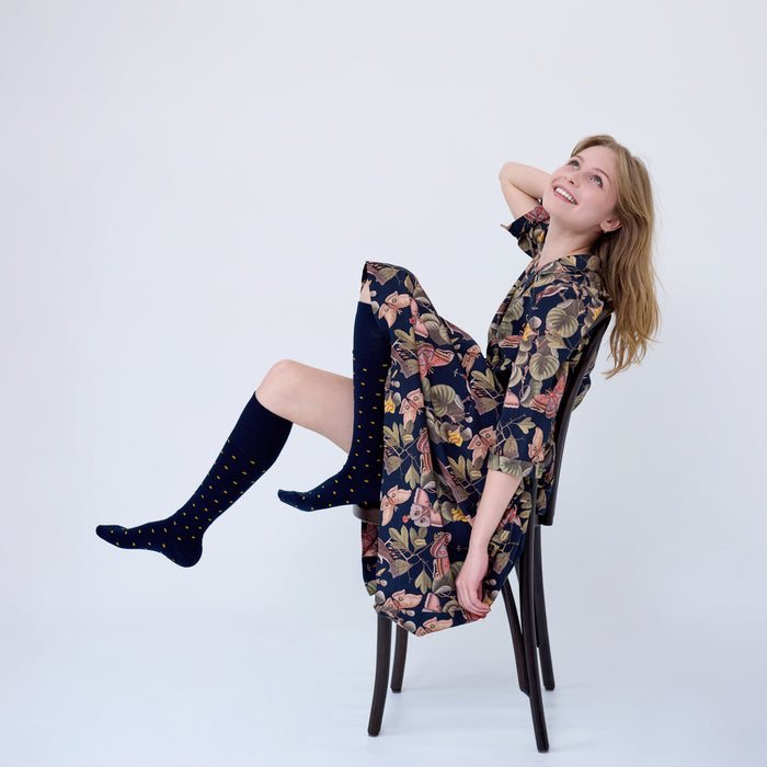 Tightology - Long Cotton Socks - Dotty Midnight