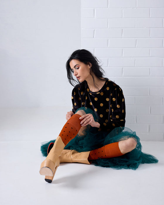 Tightology - Long Merino Wool Socks - Dotty Paprika