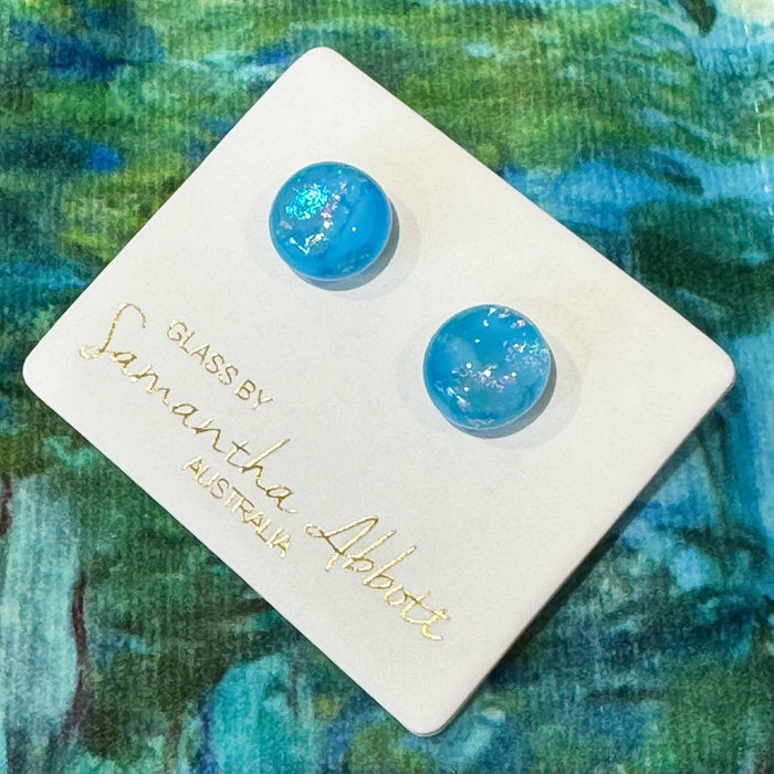 Samantha Abbott - Glass Stud Earrings - Electric Blue