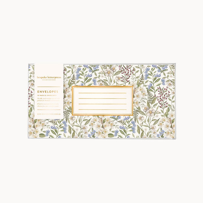 Bespoke Letterpress - 10 Pack DL Envelopes - Forget Me Not
