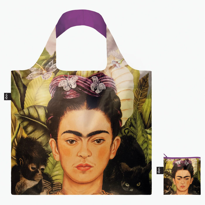 LOQI - Recycled Shopping Bag - Frida Kahlo - Self Poetrait with Hummingbird