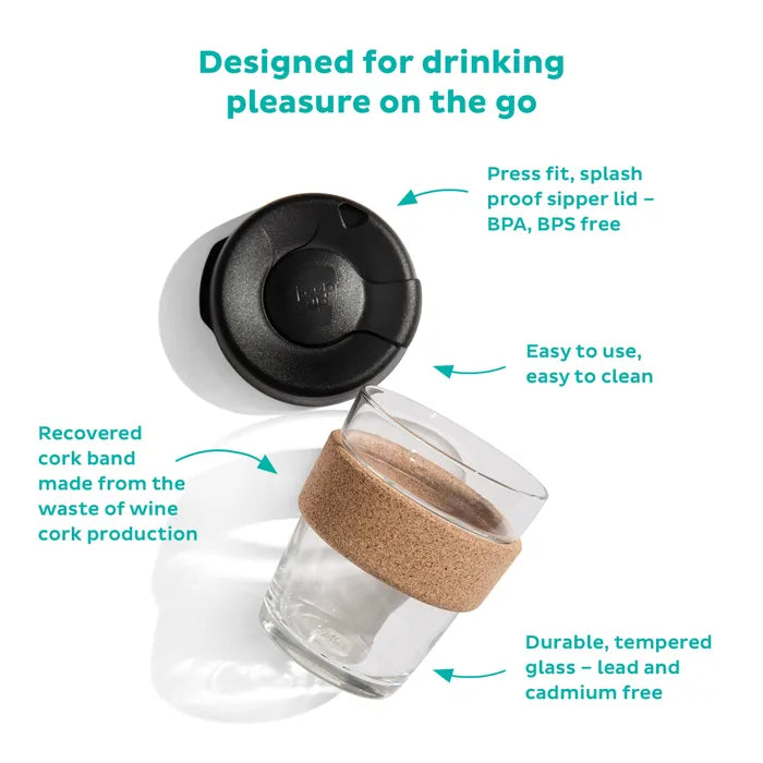 KeepCup Brew - Glass & Cork Coffee Cup - Press