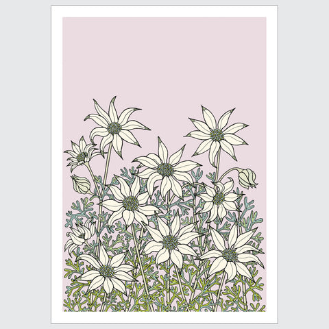 Lorraine Brownlee Designs - Linen Tea Towel - Flannel Flowers