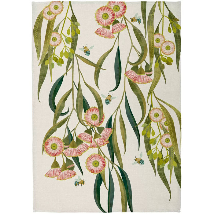 Print Sisters - Recycled Microfibre Tea Towel - Flowering Gum - White