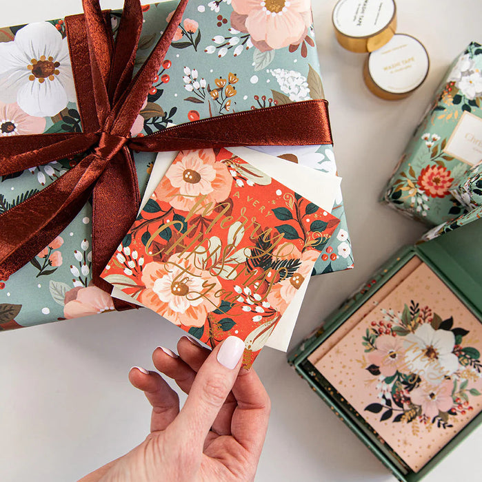 Bespoke Letterpress - Christmas Card - Pack of 12 - Floral  Fields