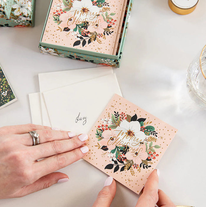 Bespoke Letterpress - Christmas Card - Pack of 12 - Floral  Fields