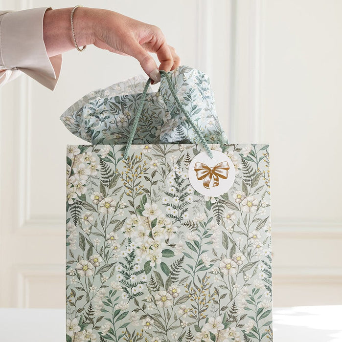 Bespoke Letterpress - Large Gift Bag - Ivory Garden