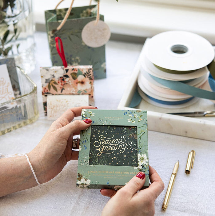 Bespoke Letterpress - Christmas Card -  Pack of 6 -  English  Garden