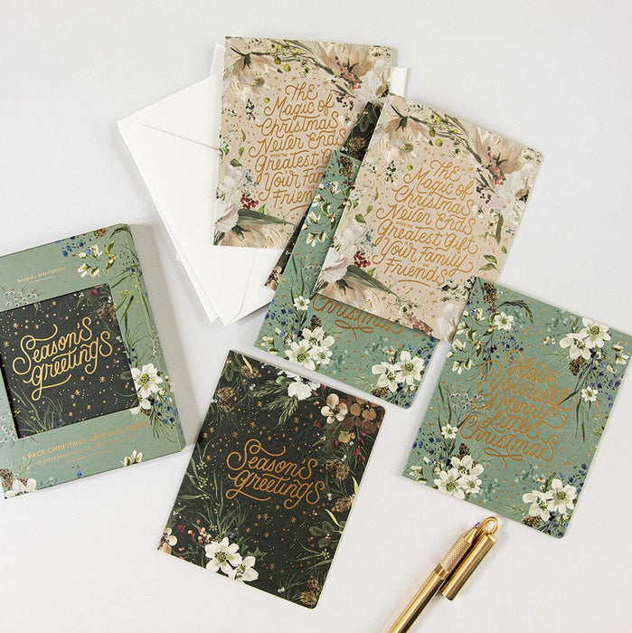 Bespoke Letterpress - Christmas Card -  Pack of 6 -  English  Garden