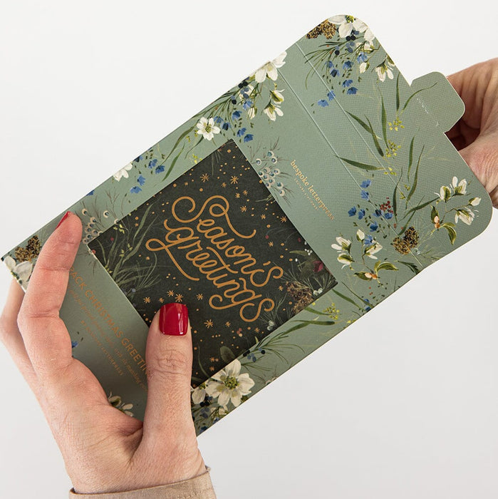 Bespoke Letterpress - Christmas Card -  Pack of 6 -  English  Garden