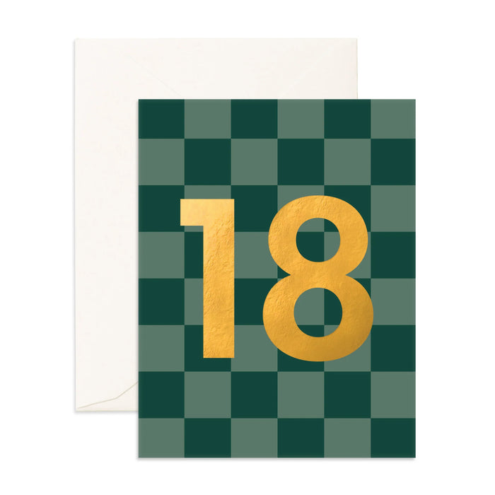 Fox & Fallow - Birthday Card - Number 18 - Forest Check