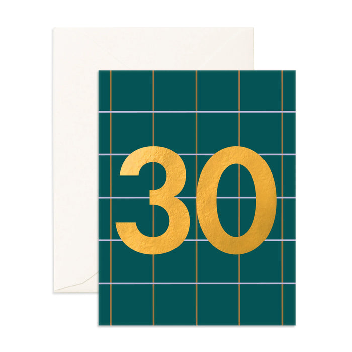 Fox & Fallow - Birthday Card - Number 30 Forest Plaid