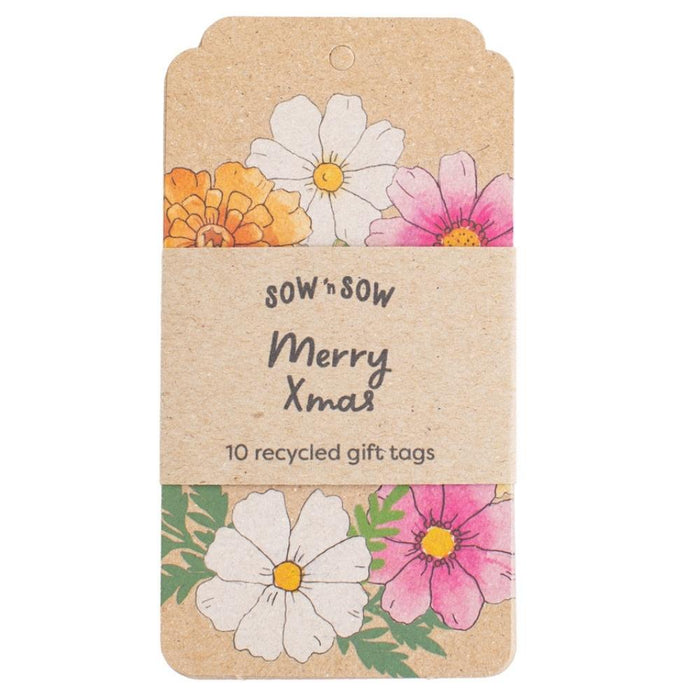 Sow 'n Sow - Christmas Gift Tags - Pack of 10 - Merry Xmas Blooms