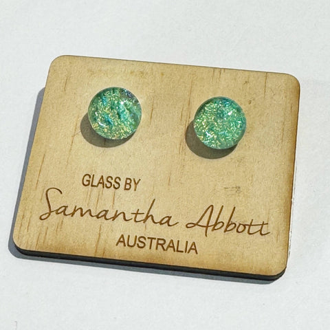 Samantha Abbott - Glass Stud Earrings - Green Shimmer