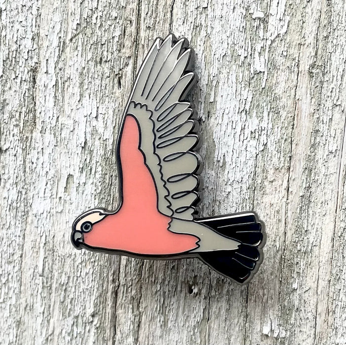 Bridget Farmer - Enamelled Lapel Pin - Galah in Flight
