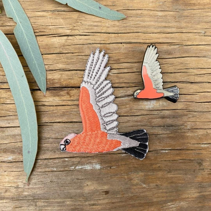 Bridget Farmer - Enamelled Lapel Pin - Galah in Flight