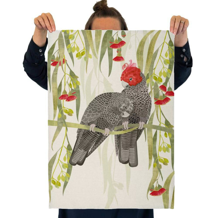 Print Sisters - Recycled Microfibre Tea Towel - Gang Gang Cockatoo