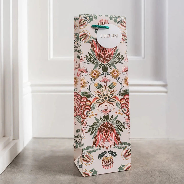 Bespoke Letterpress - Wine Gift Bag - Kaleidoflora - Cream