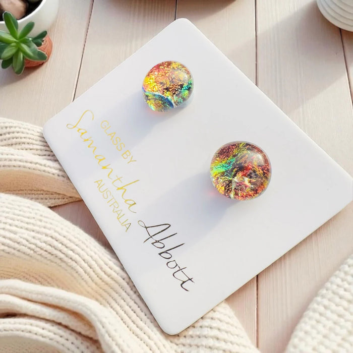Samantha Abbott - Glass Stud Earrings - Rusty Gold Sunrise