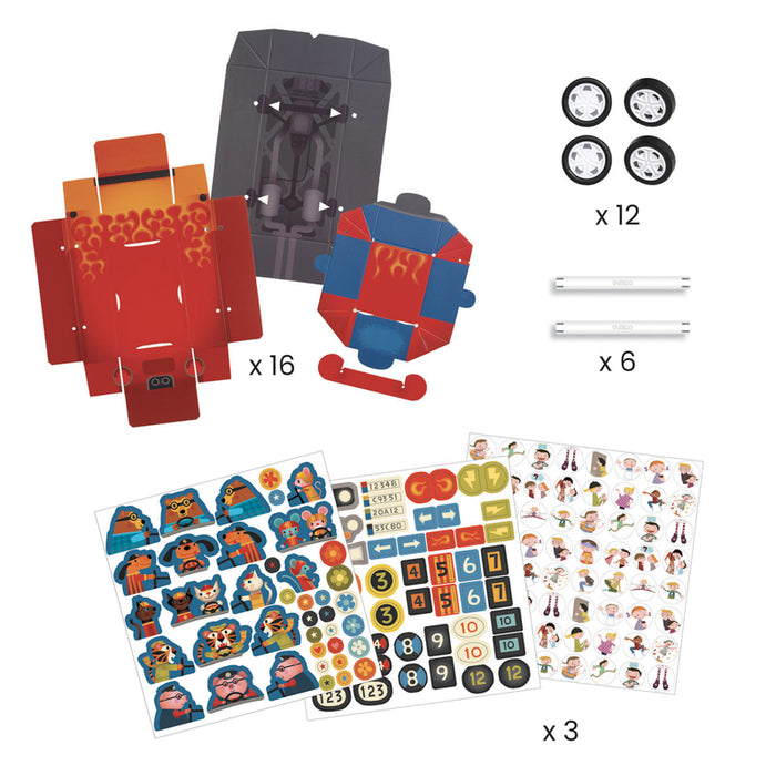 Djeco - Do It Yourself Craft Kit - 3 Race Cars Grand Prix