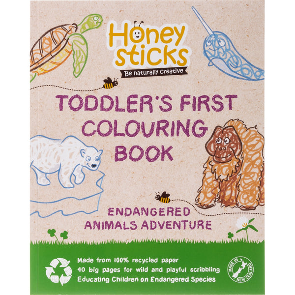Honeysticks - Toddlers First Colouring Book - Endangered Animals Adventure