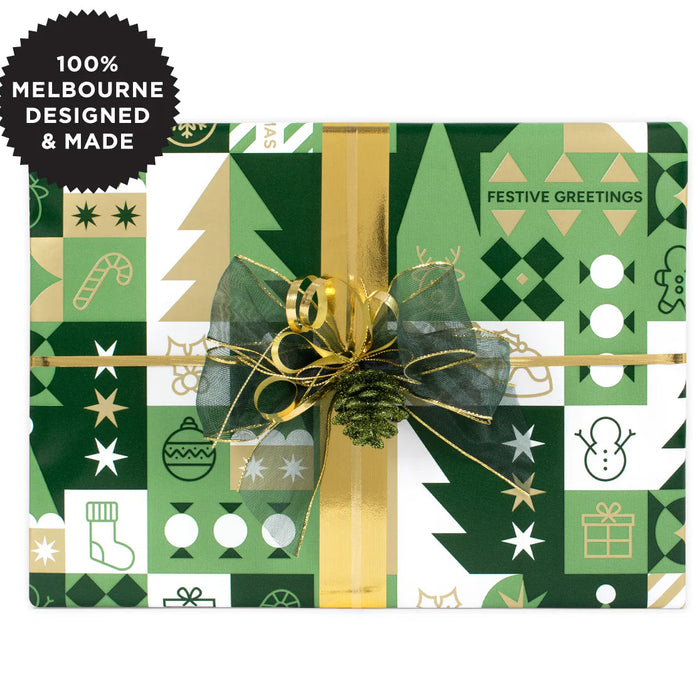 Inky Co - Christmas Matte Roll Wrap - Festive Green