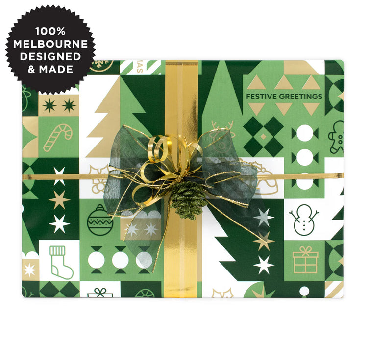 Inky Co - Christmas Matte Roll Wrap - Festive Green
