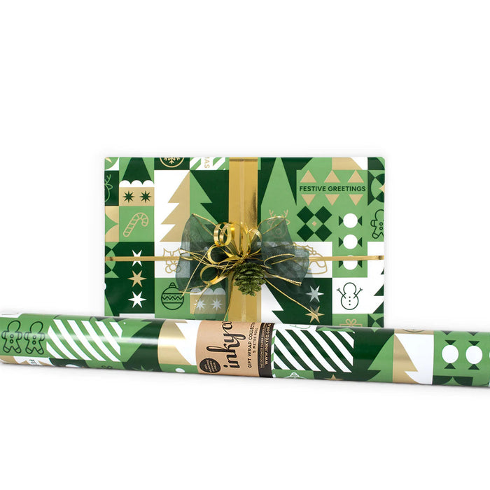 Inky Co - Christmas Matte Roll Wrap - Festive Green