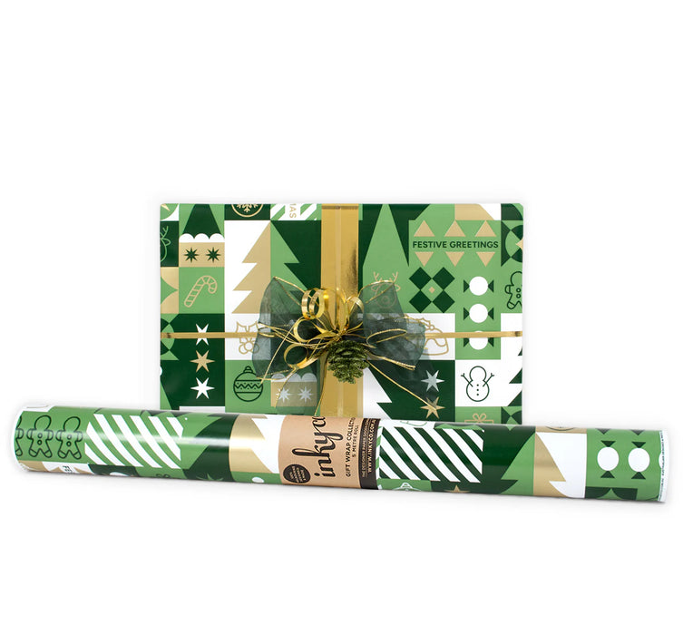 Inky Co - Christmas Matte Roll Wrap - Festive Green