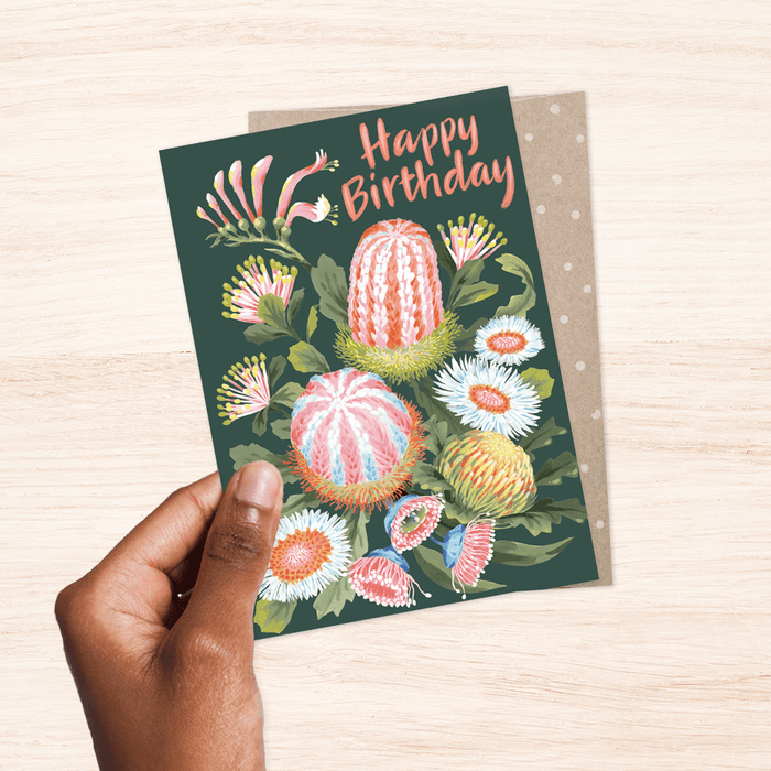 Jayne Branchflower - Greeting Card - Birthday Banksias