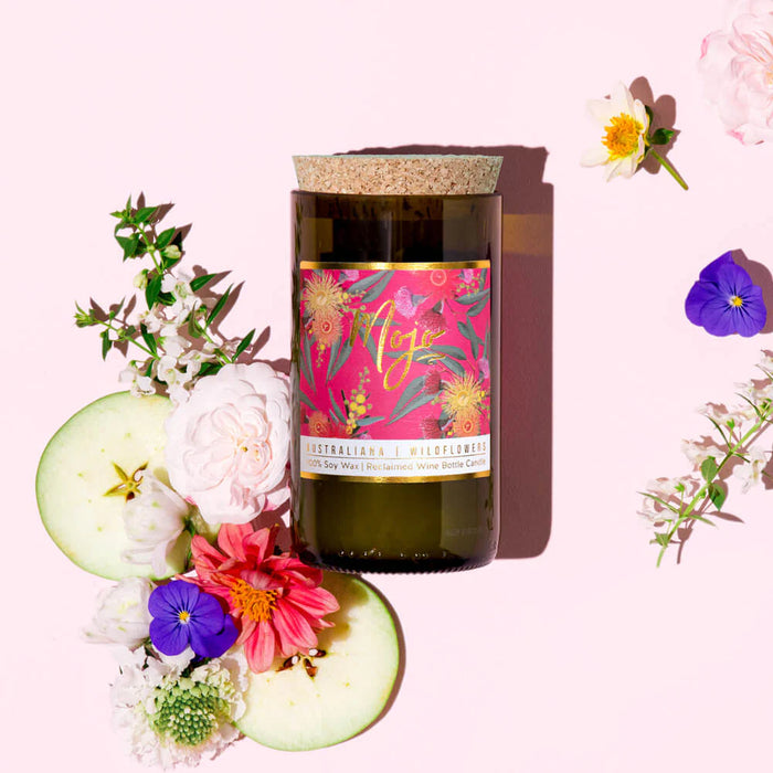 Mojo Candle Co - Wine Bottle Candle - Wild Flowers