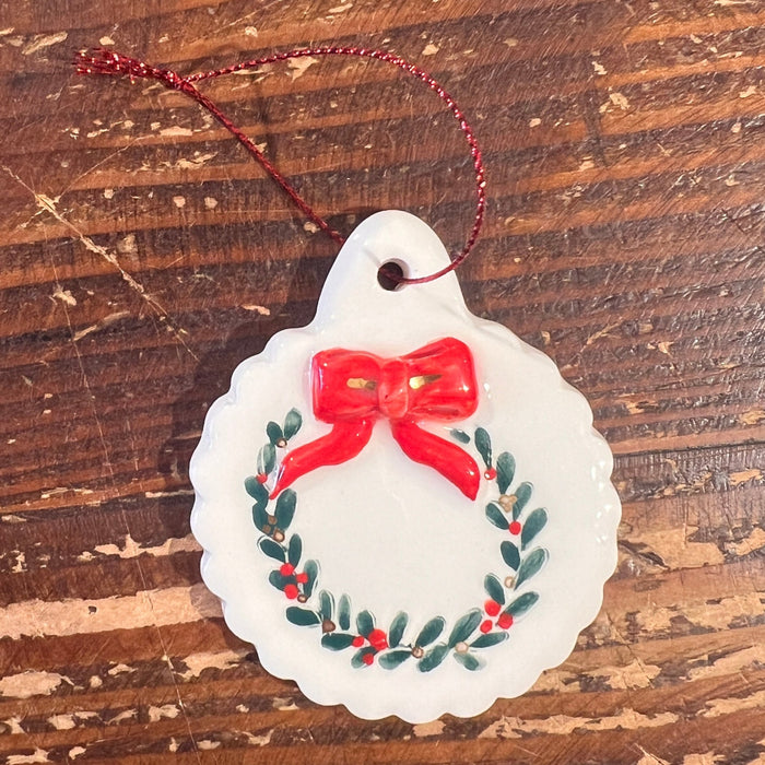 Teen Ceramic Christmas Spiral Border Bauble Ornament