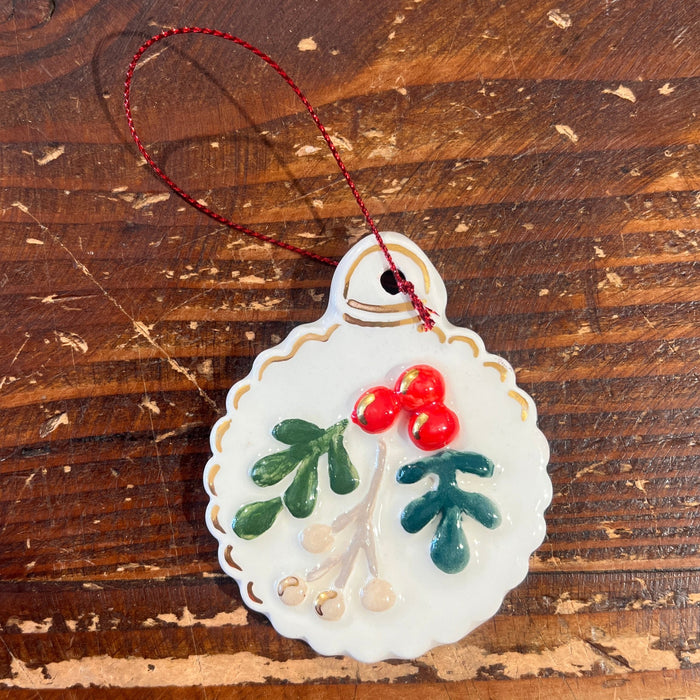 Teen Ceramic Christmas Spiral Border Bauble Ornament