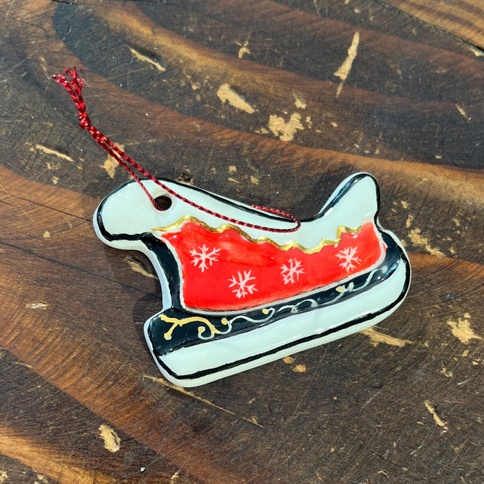 Teen Ceramic Christmas Sleigh Ornament