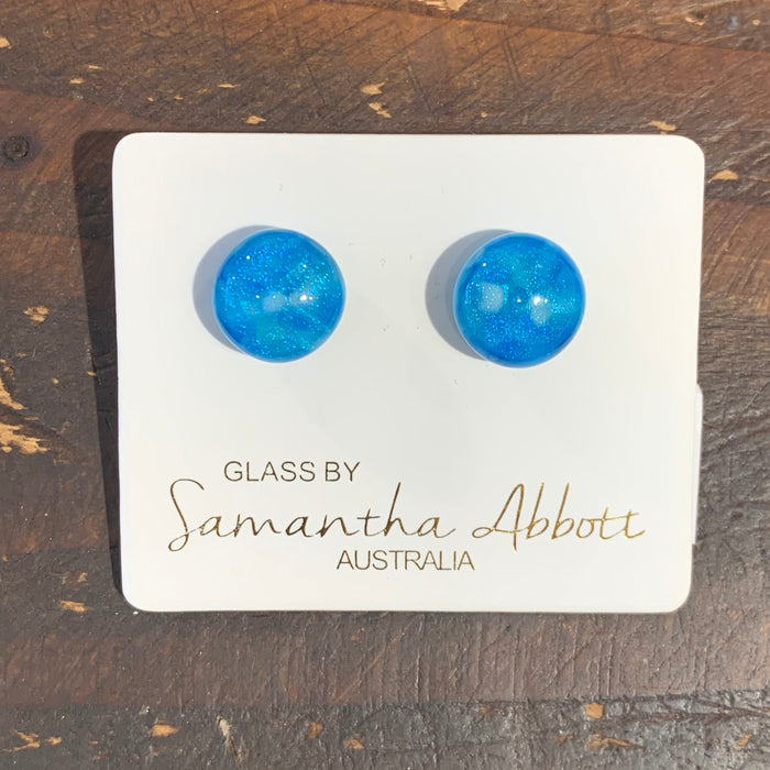 Samantha Abbott - Glass Stud Earrings - Turquoise Shimmer