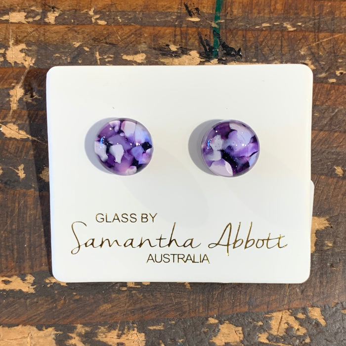 Samantha Abbott - Glass Stud Earrings - Purple Mosaic