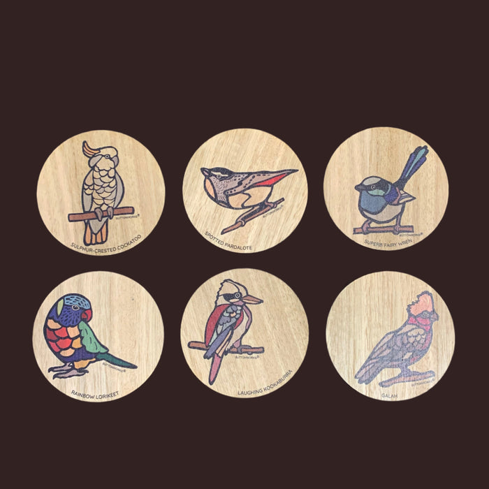 Buttonworks - Timber Coasters - Coloured Birds