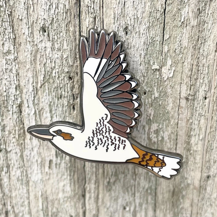 Bridget Farmer - Enamelled Lapel Pin - Kookaburra in Flight