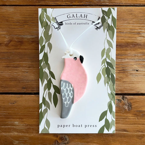 Paper Boat Press - Ceramic Australian Bird Ornament - Galah
