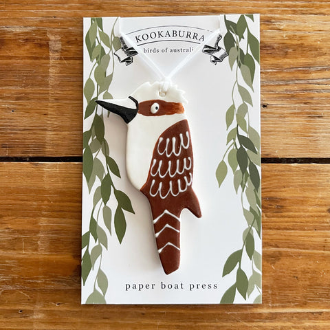 Paper Boat Press - Ceramic Australian Bird Ornament - Kookaburra