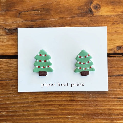 Paper Boat Press - Ceramic Christmas Tree Studs