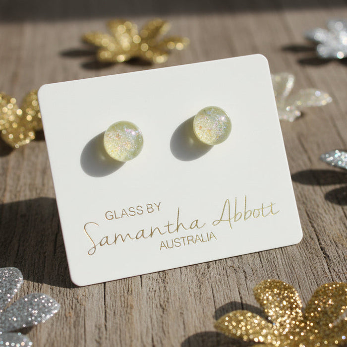 Samantha Abbott - Glass Stud Earrings - Mermaid Silver & Gold Glitter